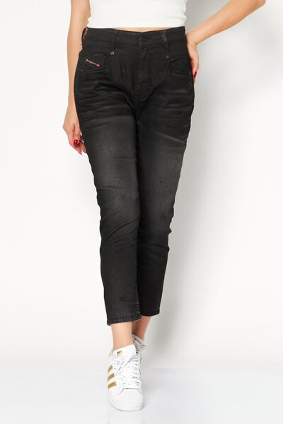 Diesel بنطلون جينز نسائي مغسول بقصّة عادية، أسود