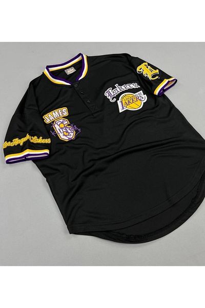 Ral Sport Μπλουζάκι μπάσκετ Lakers με τρία κουμπιά μαύρο