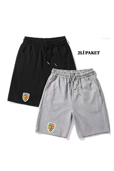 woonkey Unisex Black Elastic Waist Slim Fit Summer Combed Shorts New Season