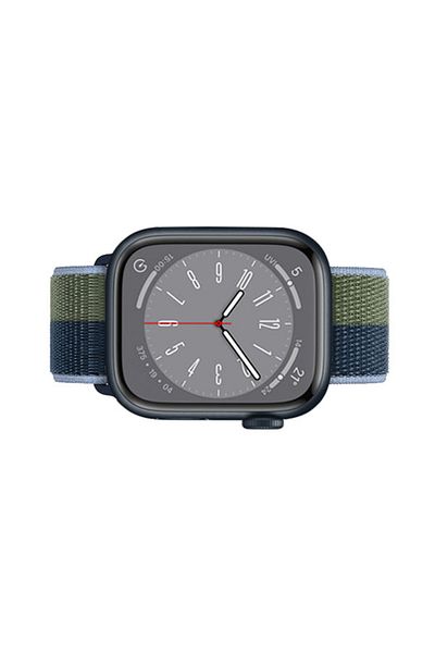 REDz Accessories Curea din nailon, compatibilă cu Apple Watch, Hedgehog, elastică, două culori, verde-albastru - 38/40/41 mm