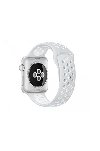 REDz Accessories Curea sport perforată pentru Apple Watch, silicon, gri-alb - 44/45/46/49 mm, mare