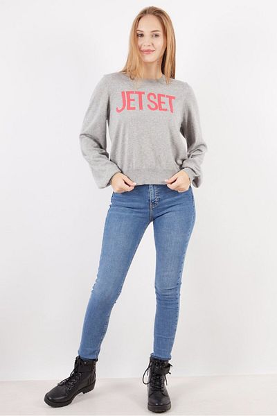 Joie Women Crew Neck Long Sleeve Embroidered Sweater, Grey