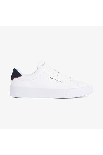 Tommy Hilfiger Tommy Jeans Men's White Pebble Grain Court Sneaker