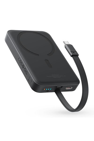 Baseus Baseus 10000mAh Magnetic Mini Wireless Fast Charge Power Bank 30W With Built-In Type-C Cable - Black