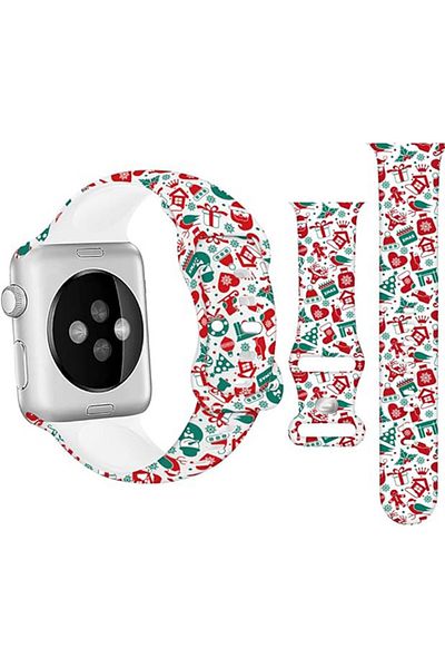 REDz Accessories Curea cadou, Sport, compatibilă cu Apple Watch, Colecția de Crăciun, silicon, albă - 38/40/41 mm
