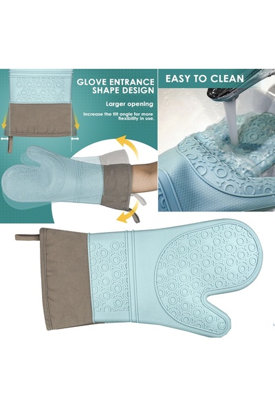 PUFO Cuisine silicone oven mitt for grill or oven, lined, 35 cm, green