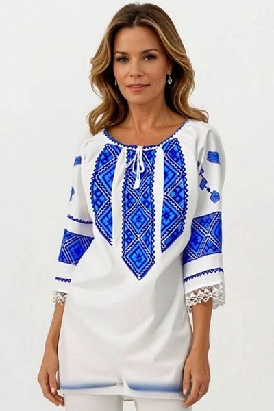 rody's forever Women's blouse type ie 024, plain white/royal blue