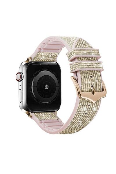 REDz Accessories Glitter Strap For Apple Watch, Glitter Collection, Silicone, Gold - 44/45/46/49 Mm