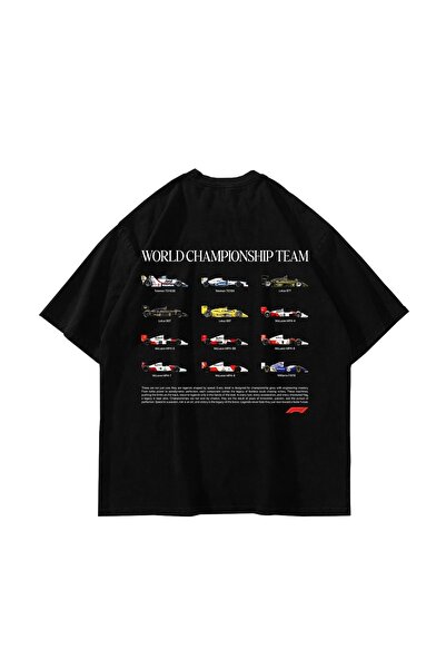 Tarzsokak Echipa Campionatului Mondial Imprimat Oversize Unisex Negru