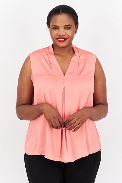 Bar III Women Plus Size V-neck Sleeveless Textured Tank Top, Coral Rose