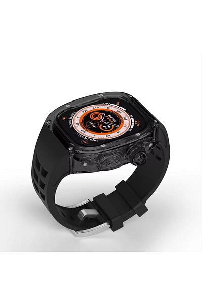 REDz Accessories Curea hibridă cu carcasă rezistentă la șocuri, Apple Watch Ultra 49 mm, reglabilă, silicon, negru și negru