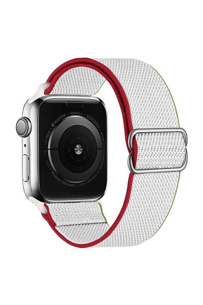 REDz Accessories Curea elastică din nailon, compatibilă cu Apple Watch, reglabilă, alb-roșu - 44/45/46/49 mm