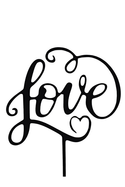 OEM Decoratiune tort, "LOVE" wedding topper, 15 x 12,5 cm negru