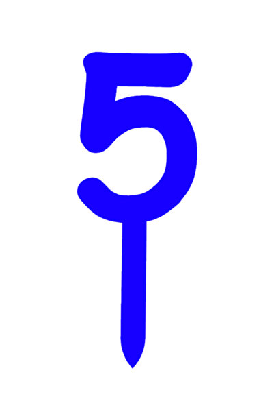 OEM Topper tort, "5", happy anniversary,150 X 58 mm albastru