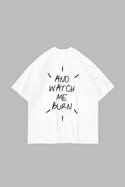 Tarzsokak And Watch Me Burn Printed Oversize Unisex Alb