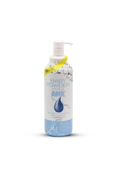 BABY POWDER AMK ليدي بيبي باودر شامبو 2 في 1 برو كيراتين وزيت الأرغان - 1000 مل