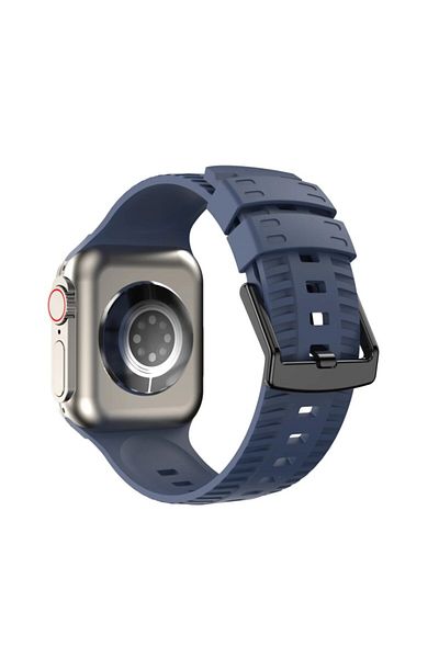 REDz Accessories Curea sport, compatibilă cu Apple Watch, model gravat, silicon, albastru marin - 38/40/41 mm
