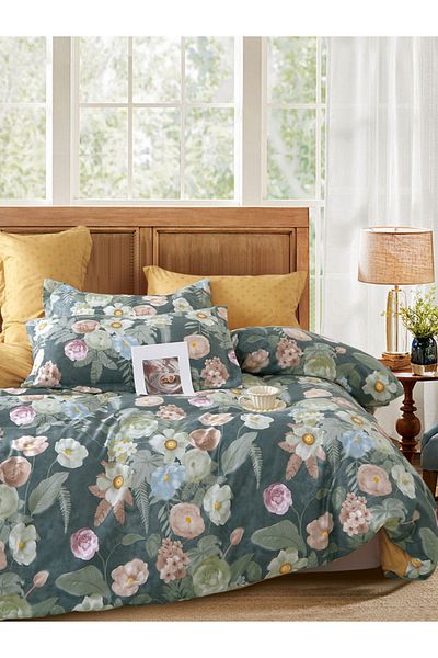 Donetella Printed Duvet Cover Set 6-Pcs – King Size 220x240 cm, Microfiber Fabric, No Filler Inside
