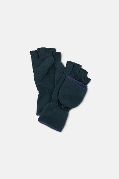 Tchibo Men Knit Fleece Folding Mittens, Navy Blue