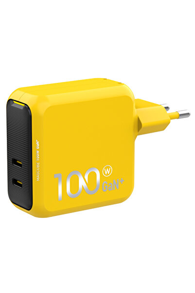 Aohi Magcube 2 Portlu Şarj Adaptörü, GaN+ 100W Hızlı Şarj Cihazı, Sarı