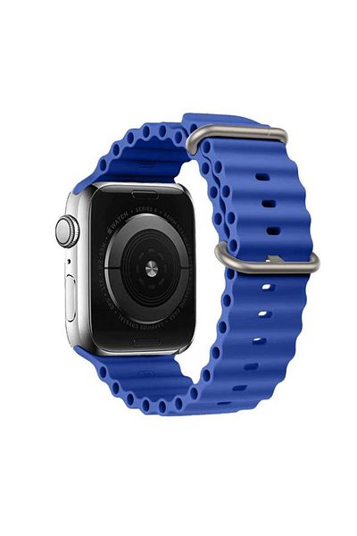 REDz Accessories Curea sport pentru Apple Watch, respirabilă, model cu valuri, albastră - 38/40/41 mm