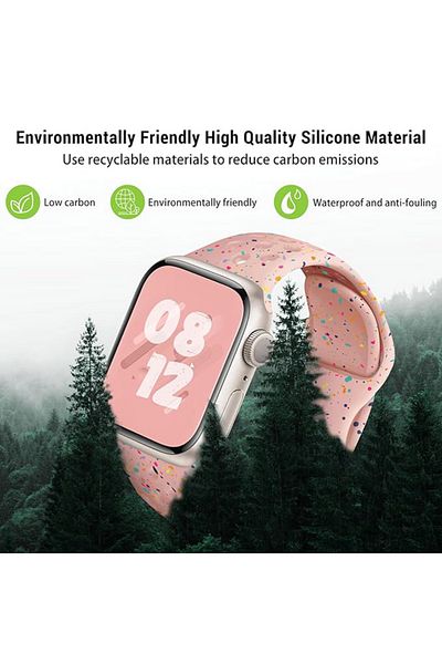 REDz Accessories Perforated Strap with Colorful Drops, Sport, For Apple Watch, Silicone, Pink - 44/45/46/49 mm