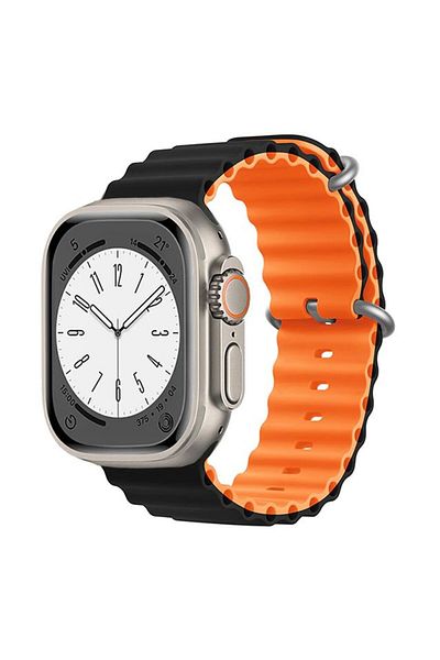 REDz Accessories Curea sport pentru Apple Watch, ventilată, model ondulat, negru/portocaliu - 38/40/41 mm