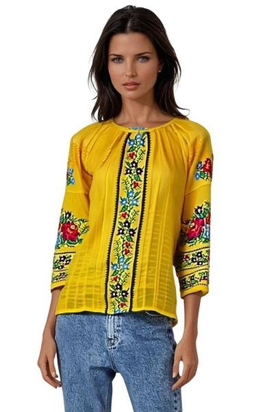 rody's forever Women's casual blouse RG 124, size S, yellow floral