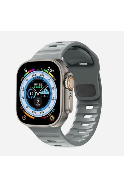 REDz Accessories Potrivire sportivă, Sport, Pentru Apple Watch, Reglabil, Rezistent la șocuri, Silicon, Gri - 44/45/46/49 mm