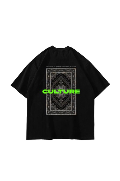 Tarzsokak Culture Ethnic Printed Oversize Unisex Premium Μαύρο
