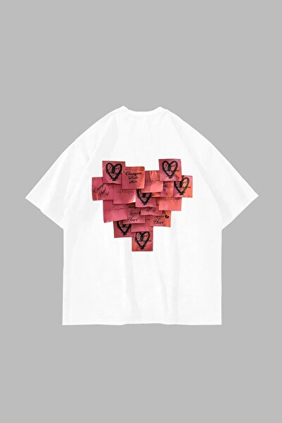 Tarzsokak Love Printed Oversize Unisex Alb