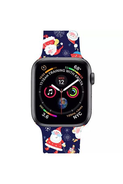 REDz Accessories Curea Moș Crăciun, Sport, pentru Apple Watch, Colecția Crăciun, silicon, albastru marin - 38/40/41 mm
