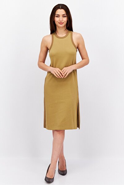Esprit Women Textured Midi Dress, Tan