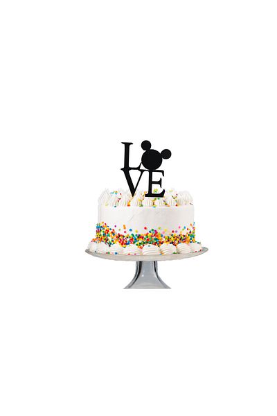 OEM Cake topper decoration, "LOVE", the magic of love Mickey Mouse model, 10 x 9 cm black