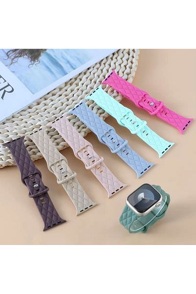 REDz Accessories Diamond Strap, Butterfly Buckle, For Apple Watch, Adjustable, Silicone, Purple - 38/40/41 mm