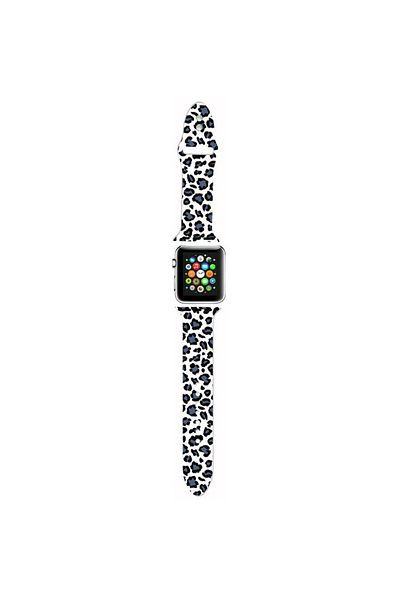 REDz Accessories Curea din silicon cu imprimeu animal, pentru Apple Watch, reglabilă, albă și albastră - 44/45/46/49 mm