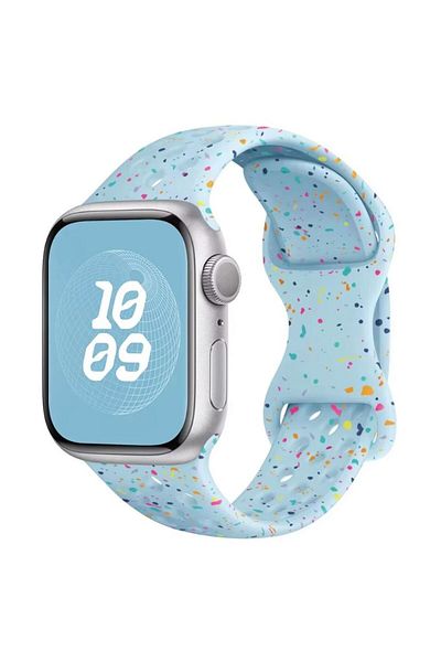 REDz Accessories Curea perforată cu picături colorate, sport, pentru Apple Watch, silicon, albastră - 38/40/41 mm