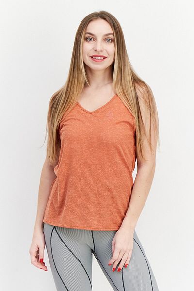 Odlo Women V-neck Sleeveless Textured Tank Top, Burnt Orange