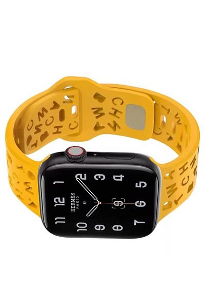 REDz Accessories Alphabet Strap, Letter Cutout, For Apple Watch, Adjustable, Silicone, Yellow - 44/45/46/49 Mm