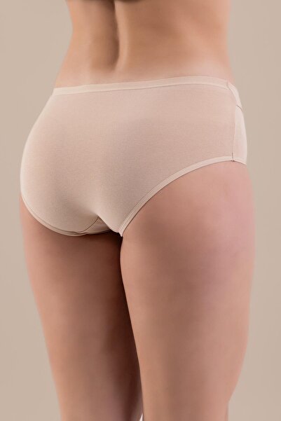 BAYKAR Düşük Bel Pamuklu Basic Kadın Slip Külot 3lü Paket 8445 Krem