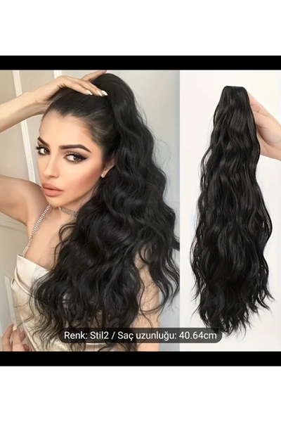 Handmade At kuyrugu saç ısıya dayanıklı dalgalı tokali postis citcit saç akse...