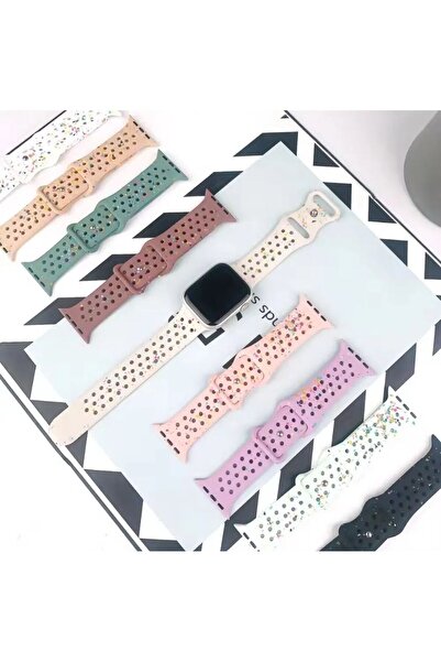 REDz Accessories Curea perforată cu picături colorate, Sport, pentru Apple Watch, silicon, maro - 44/45/46/49 mm