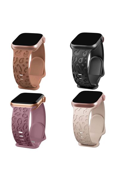 REDz Accessories 3d Animal Print Strap, Silicone For Apple Watch, Adjustable, Engraved, Brown - 38/40/41 Mm