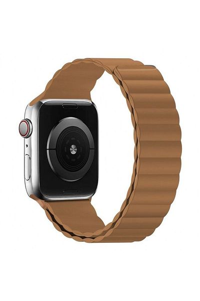 REDz Accessories Magnetic Silicone Strap For Apple Watch, Silicone Loop, Brown - 38/40/41 Mm