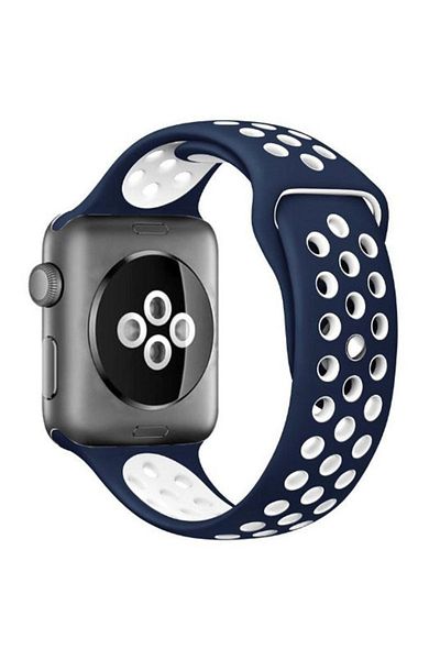 REDz Accessories Perforated Sport Band For Apple Watch, Silicone, Navy-white - 38/40/41 Mm, Large