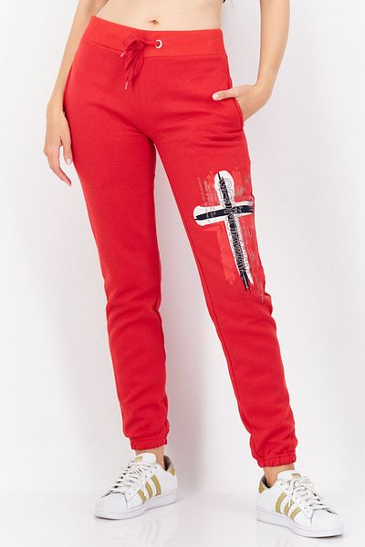 Geographical Norway Women Regular Fit Graphic Jogger Pant, Red