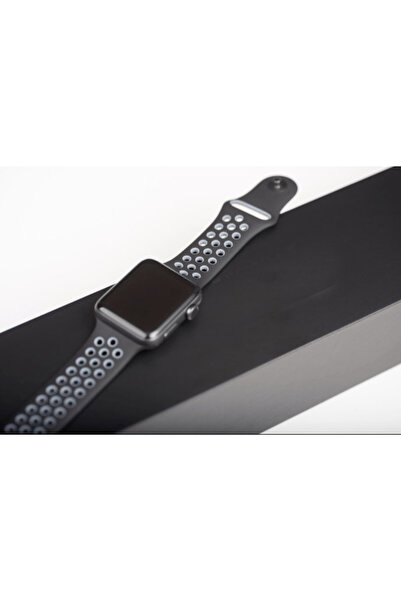 REDz Accessories Διάτρητο λουράκι αθλητικού χεριού για Apple Watch, σιλικόνη, μαύρο-γκρι - 44/45/46/49 mm, μεγάλο