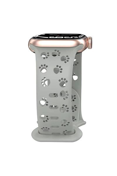 REDz Accessories Curea sport Puppy Paws, pentru Apple Watch, design Puppy Paws, silicon, gri - 44/45/46/49 mm