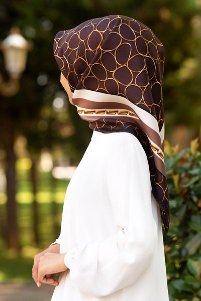 Vissona Γυναικείο Twill Μεταξωτό Κασκόλ Καφέ Μπεζ