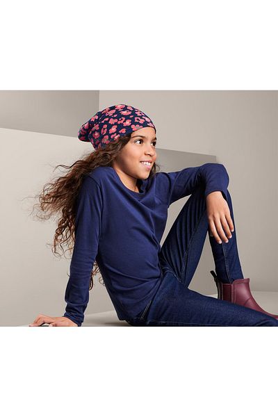 Tchibo Girls Reversible Hat, Navy Combo